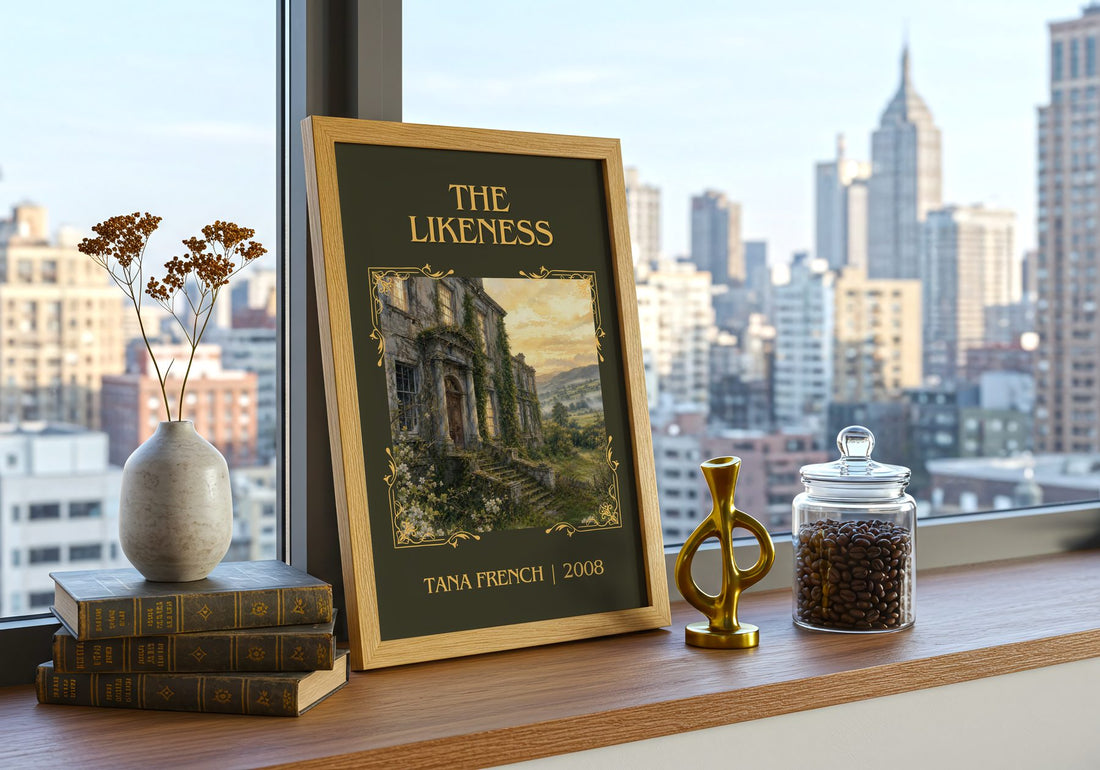The Likeness Classic Book Art Print by Tana French – framed print on a city-view windowsill
