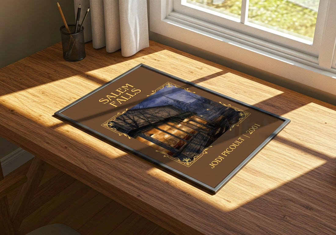 Salem Falls Classic Book Art Print by Jodi Picoult – print on a sunlit desk