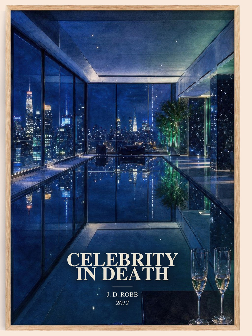 Celebrity In Death watercolour book poster by J. D. Robb – framed literary art print