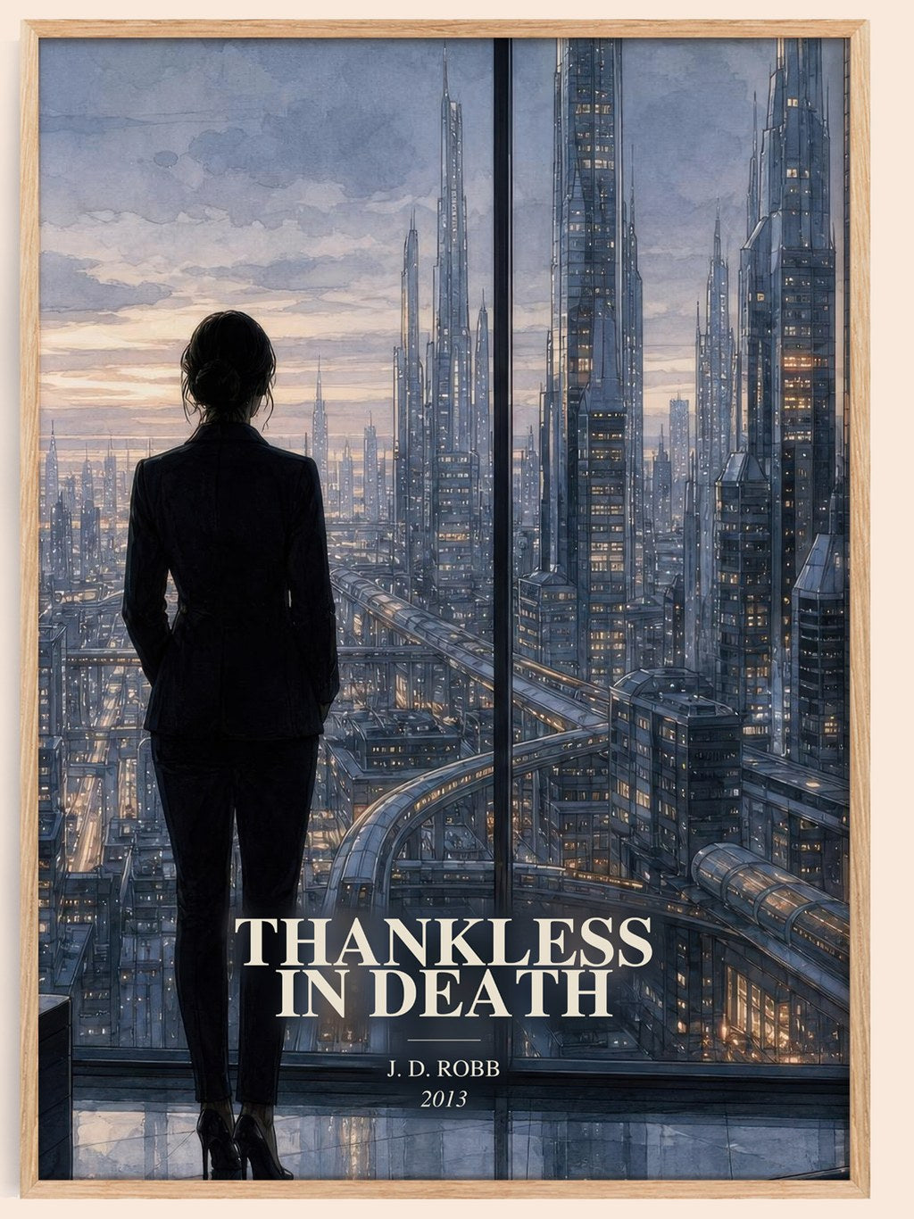 Thankless In Death watercolour book poster by J. D. Robb – framed literary art print