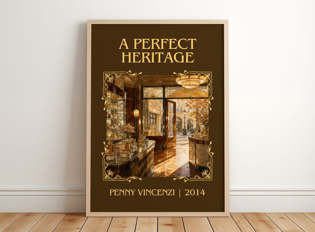 A Perfect Heritage Classic Book Art Print by Penny Vincenzi – framed print leaning on a wooden floor