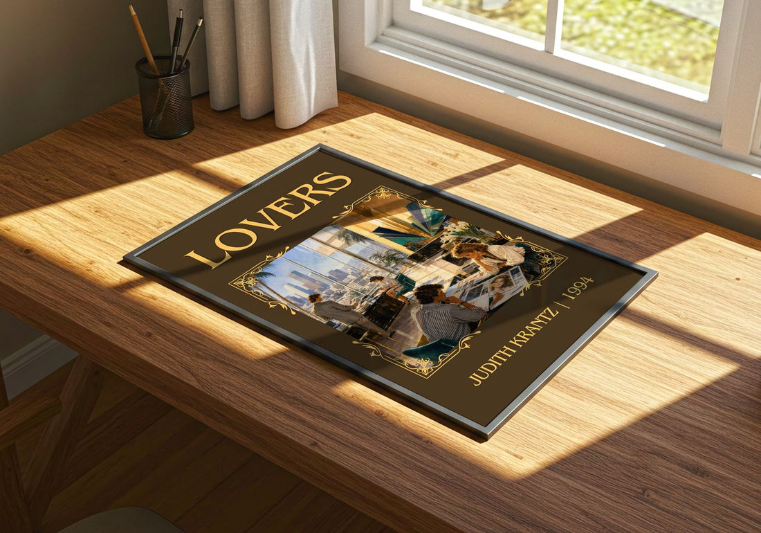 Lovers Classic Book Art Print by Judith Krantz – print on a sunlit desk