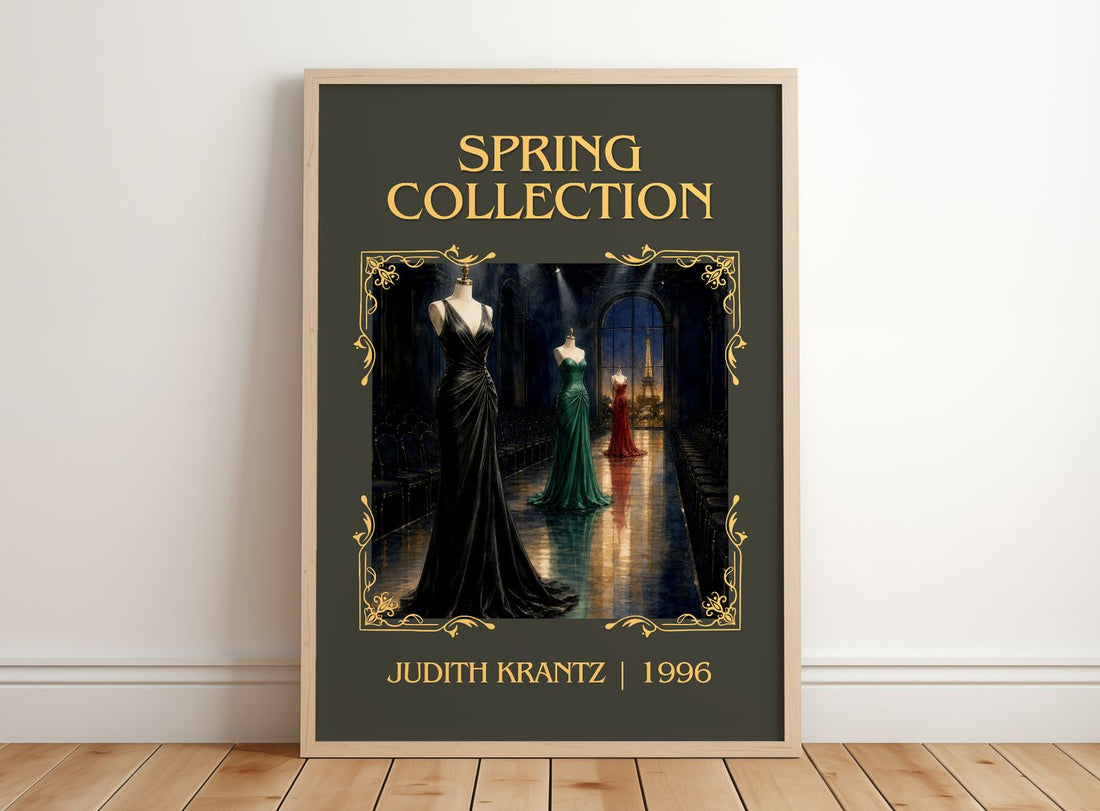 Spring Collection Classic Book Art Print by Judith Krantz – framed print leaning on a wooden floor