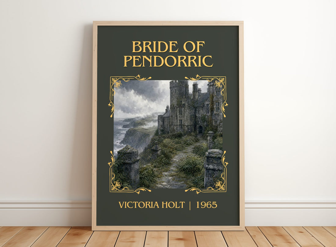 Bride of Pendorric Classic Book Art Print by Victoria Holt – framed print leaning on a wooden floor