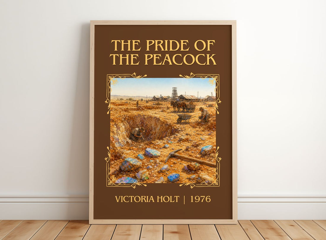 The Pride of the Peacock Classic Book Art Print by Victoria Holt – framed print leaning on a wooden floor