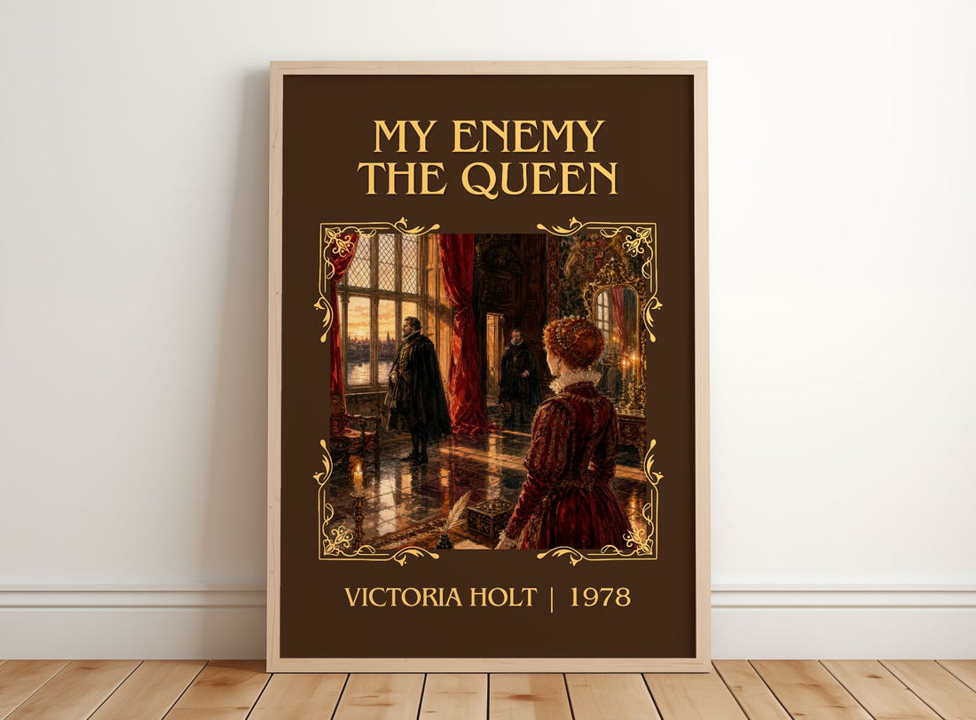 My Enemy the Queen Classic Book Art Print by Victoria Holt – framed print leaning on a wooden floor