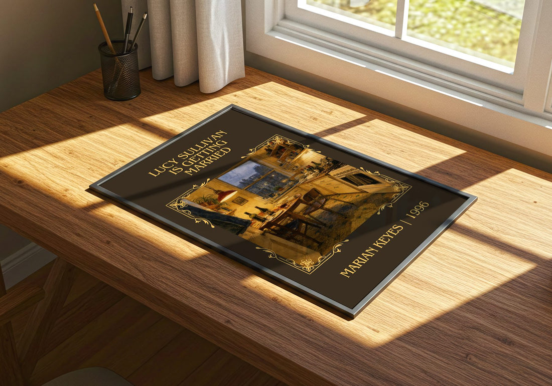 Lucy Sullivan Is Getting Married Classic Book Art Print by M. Keyes – print on a sunlit desk