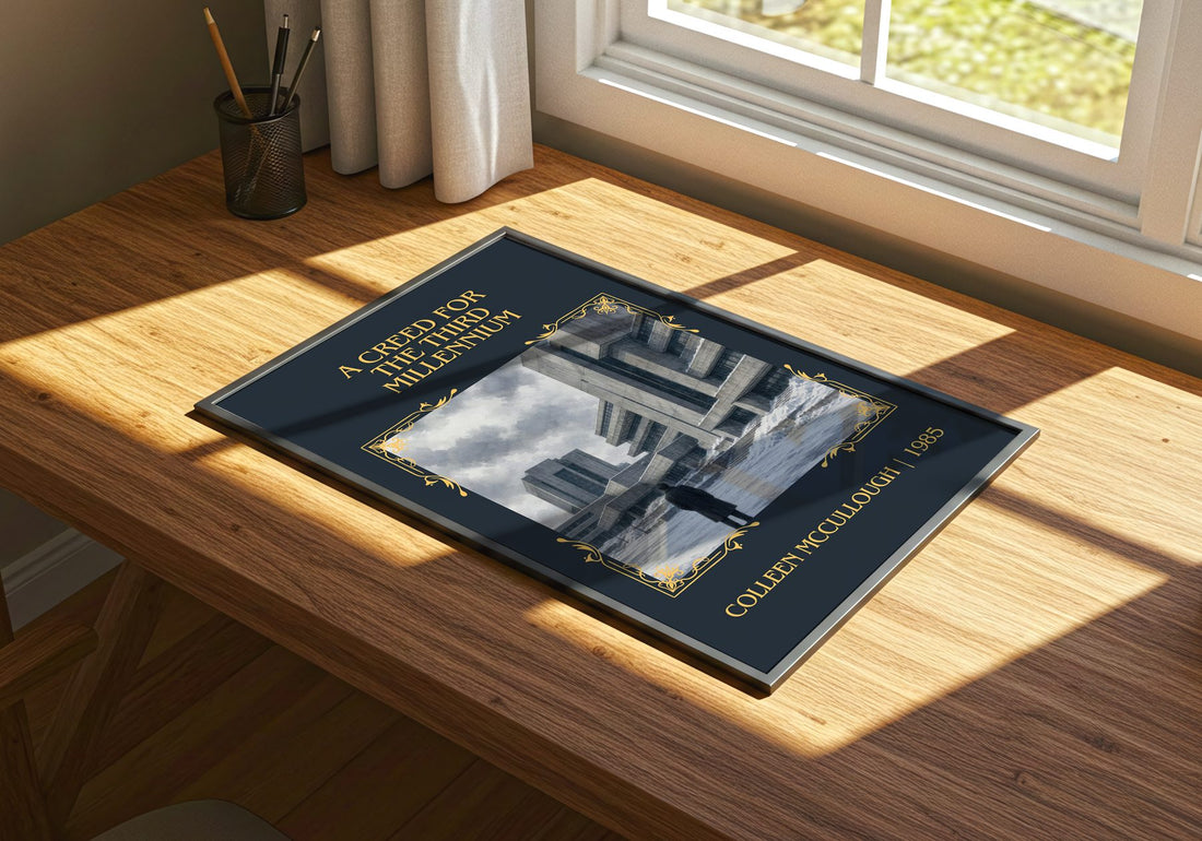 Creed for the Third Millennium Classic Book Art Print by C. McCullough – print on a sunlit desk