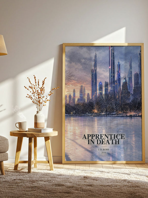 Apprentice In Death watercolour print in frame leaning in hallway – thriller wall art
