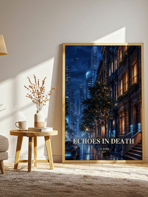 Echoes In Death watercolour print in frame leaning in hallway – mystery wall art