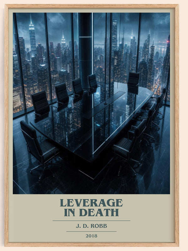 Leverage In Death book cover book poster by J. D. Robb – framed literary art print