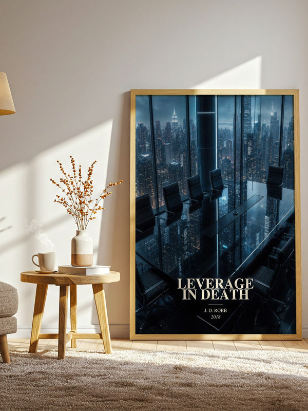 Leverage In Death watercolour print in frame leaning in hallway – thriller wall art