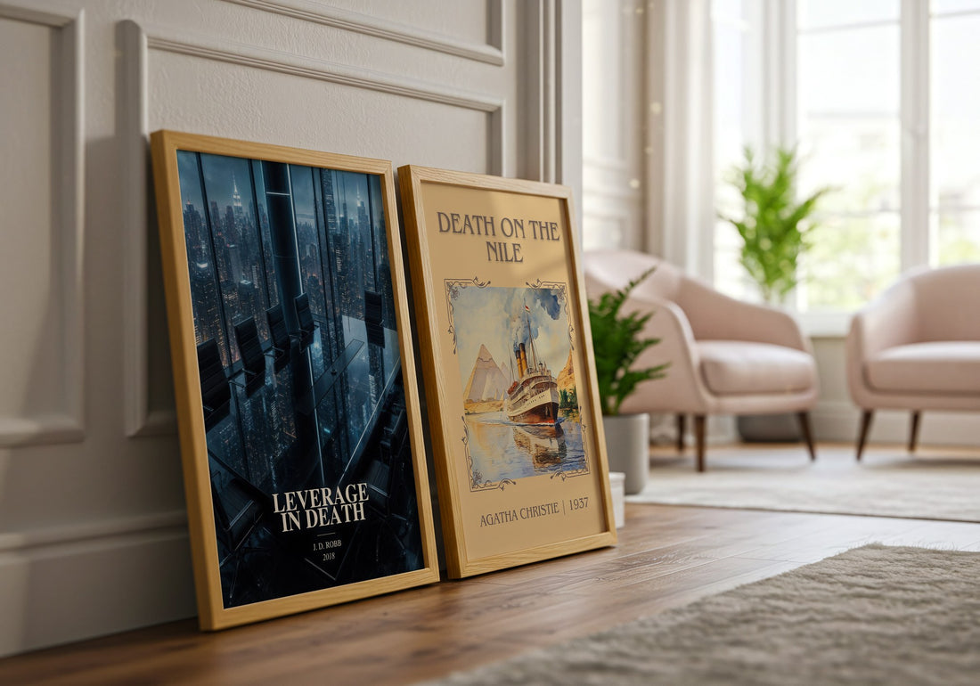 Leverage In Death watercolour print framed by window – literary home decor