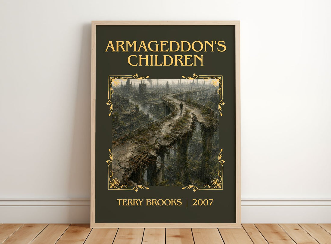 Armageddon's Children Classic Book Art Print by Terry Brooks – framed print leaning on a wooden floor