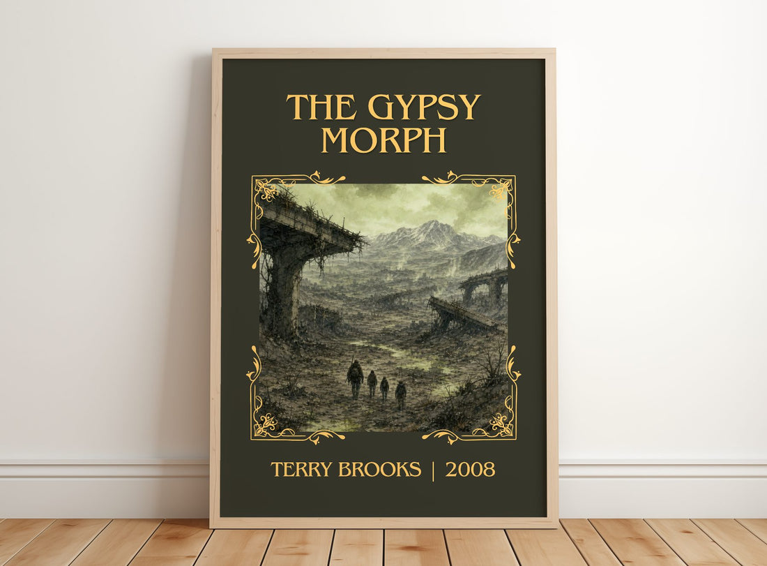 The Gypsy Morph Classic Book Art Print by Terry Brooks – framed print leaning on a wooden floor