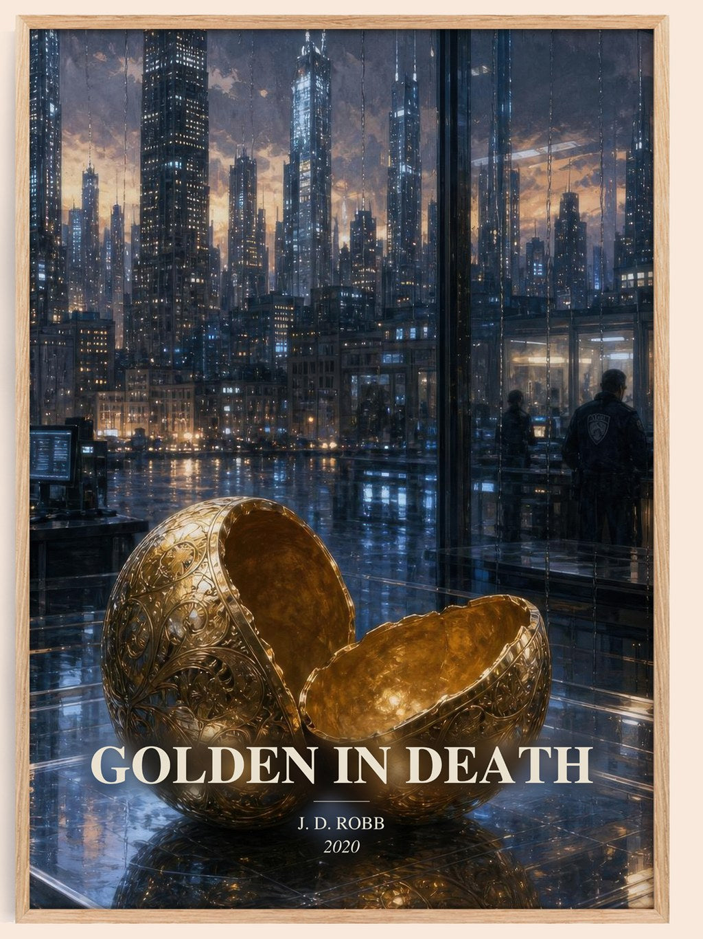 Golden In Death watercolour book poster by J. D. Robb – framed literary art print
