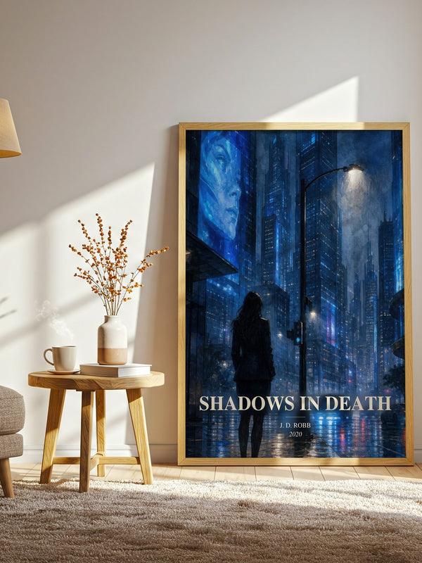 Shadows In Death watercolour print in frame leaning in hallway – crime wall art