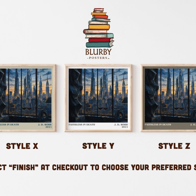 Faithless In Death literary print in frame leaning in hallway – mystery wall art