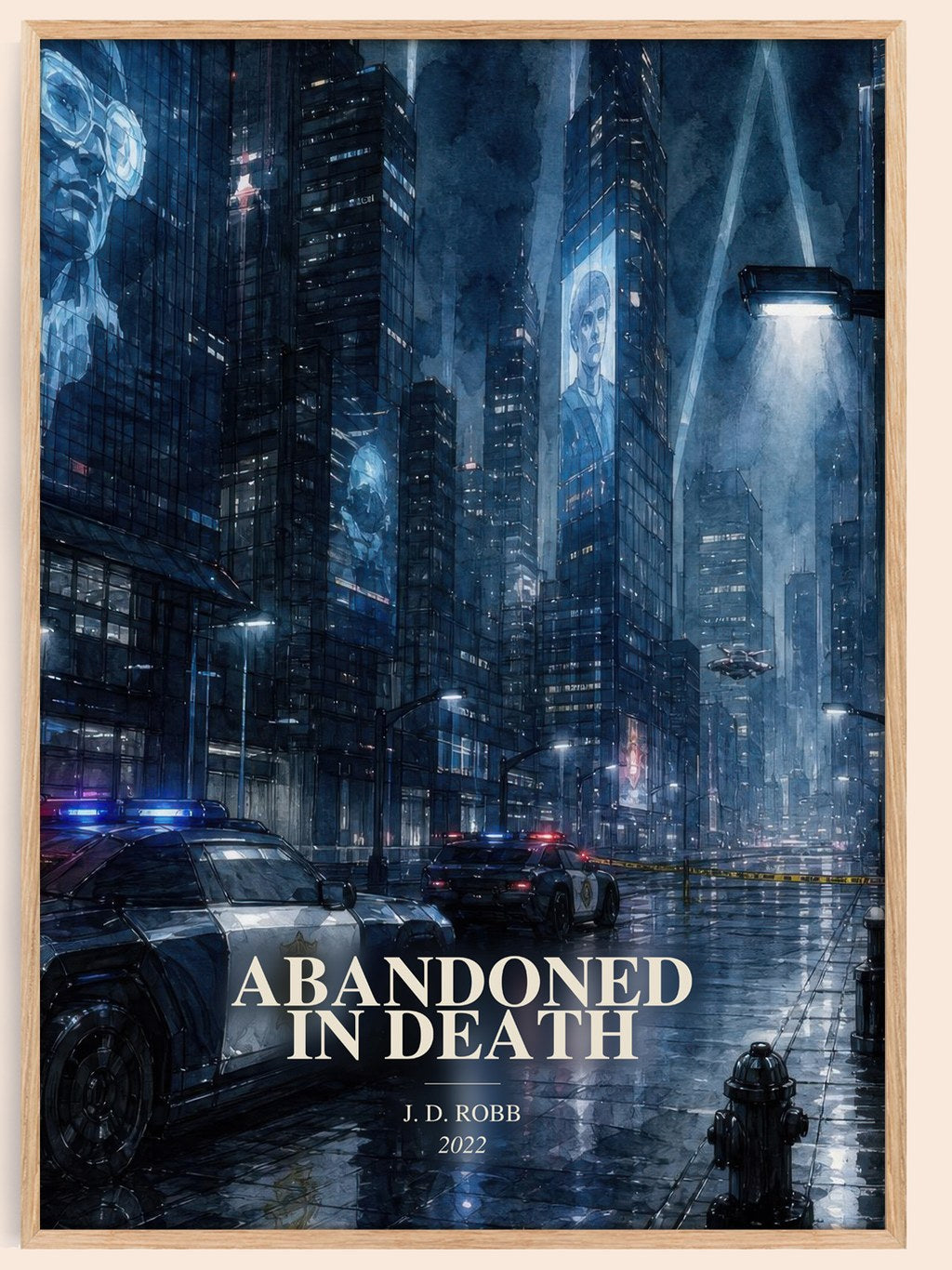 Abandoned In Death watercolour book poster by J. D. Robb – framed literary art print