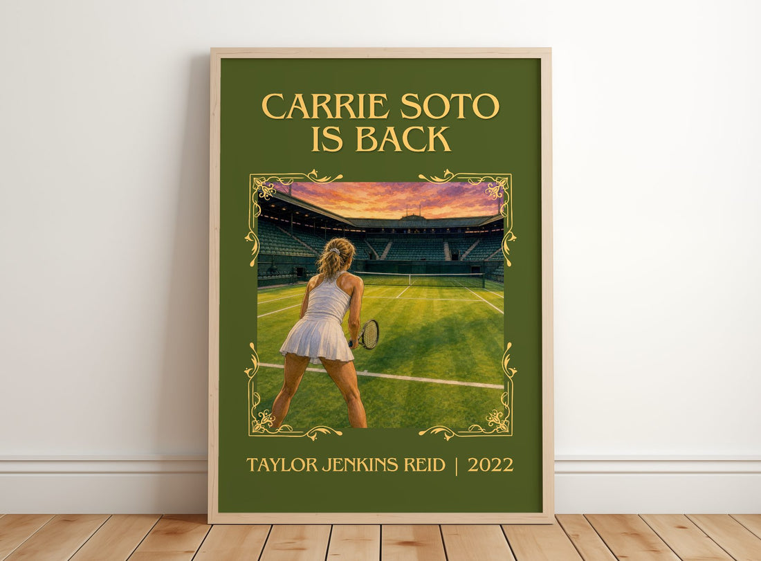 Carrie Soto Is Back Classic Book Art Print by Taylor Jenkins Reid – framed print leaning on a wooden floor