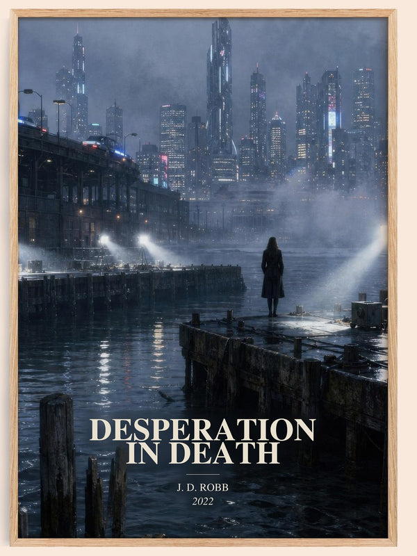 Desperation In Death watercolour book poster by J. D. Robb – framed literary art print