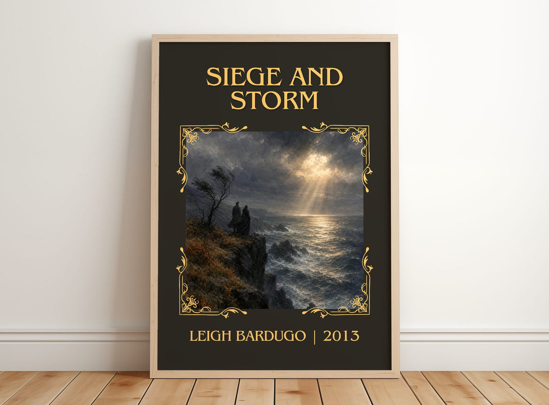 Siege and Storm Classic Book Art Print by Leigh Bardugo – framed print leaning on a wooden floor