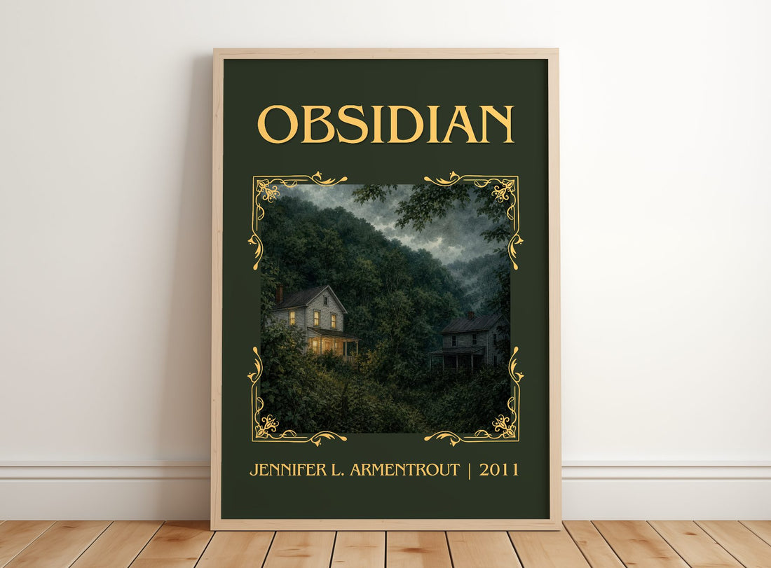 Obsidian Classic Book Art Print by Jennifer L. Armentrout – framed print leaning on a wooden floor