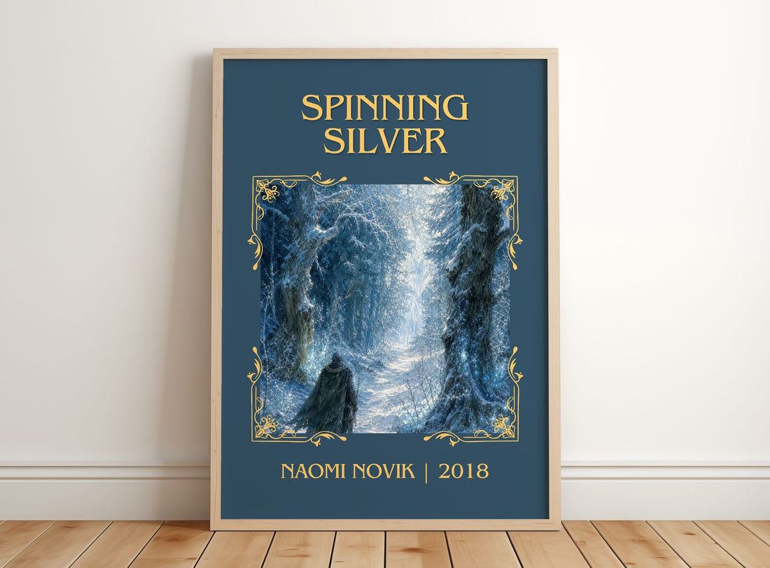 Spinning Silver Classic Book Art Print by Naomi Novik – framed print leaning on a wooden floor