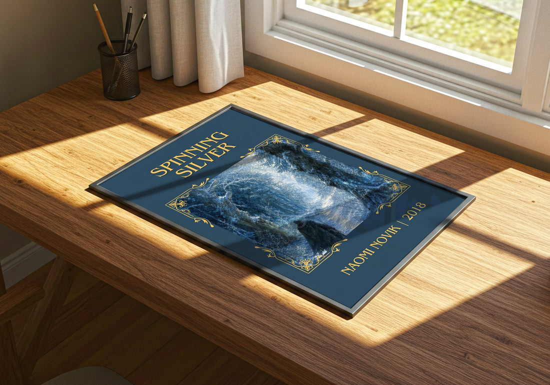 Spinning Silver Classic Book Art Print by Naomi Novik – print on a sunlit desk