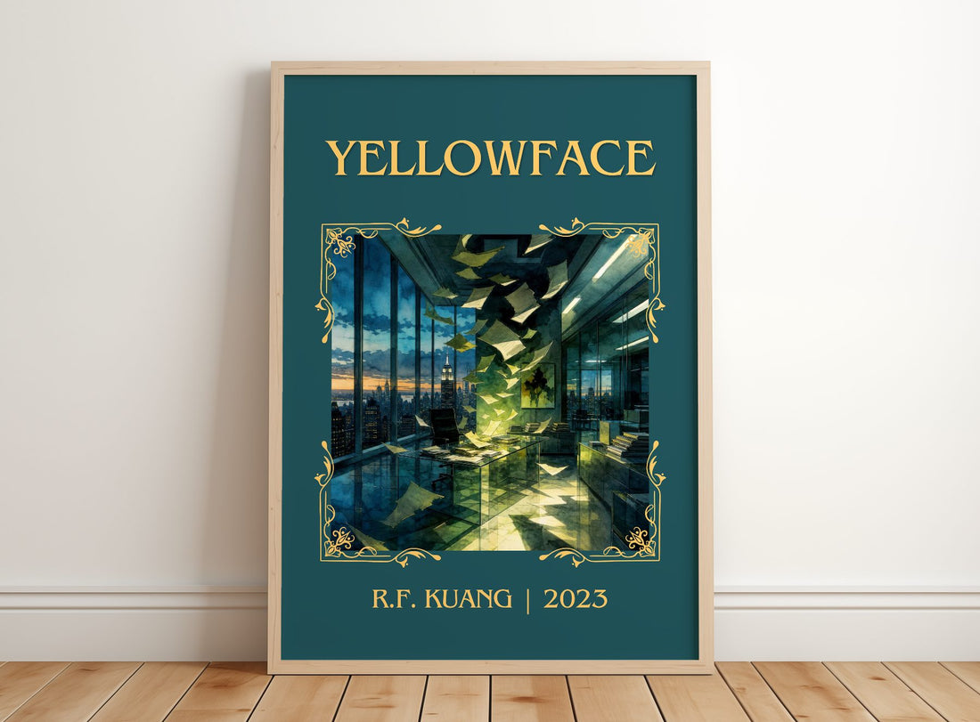 Yellowface Classic Book Art Print by R.F. Kuang – framed print leaning on a wooden floor