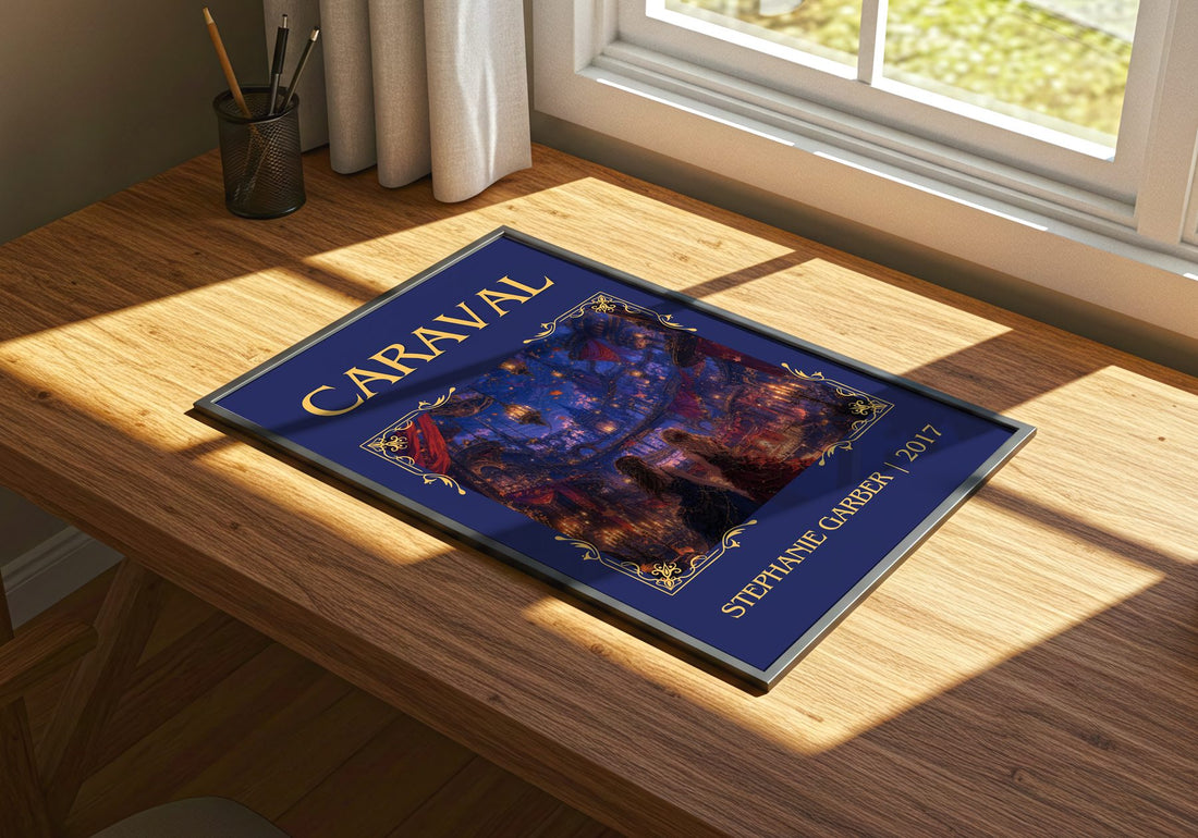 Caraval Classic Book Art Print by Stephanie Garber – print on a sunlit desk