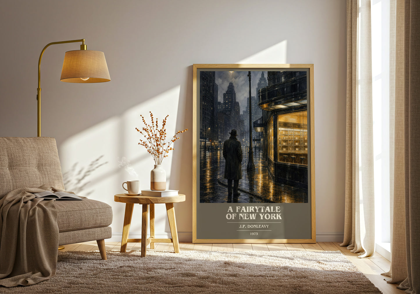 A Fairytale Of New York book cover print on bookshelf – J.P. Donleavy fan gift
