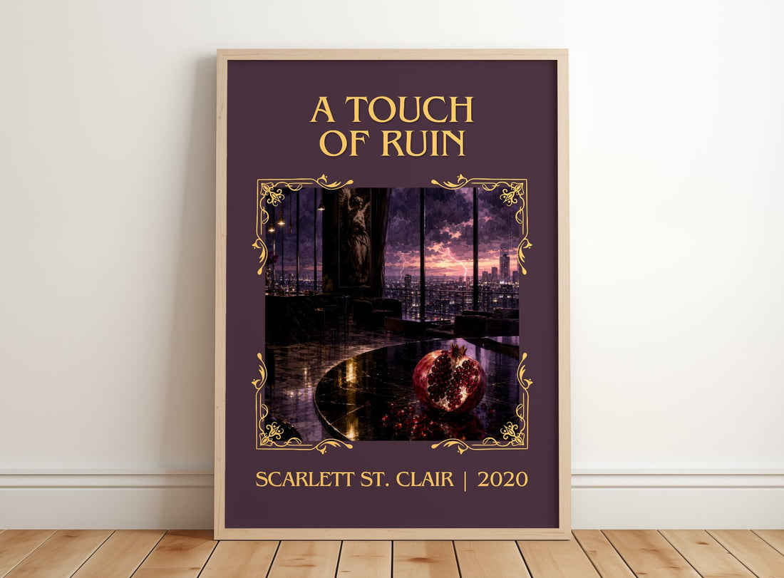 A Touch of Ruin Classic Book Art Print by Scarlett St. Clair – framed print leaning on a wooden floor