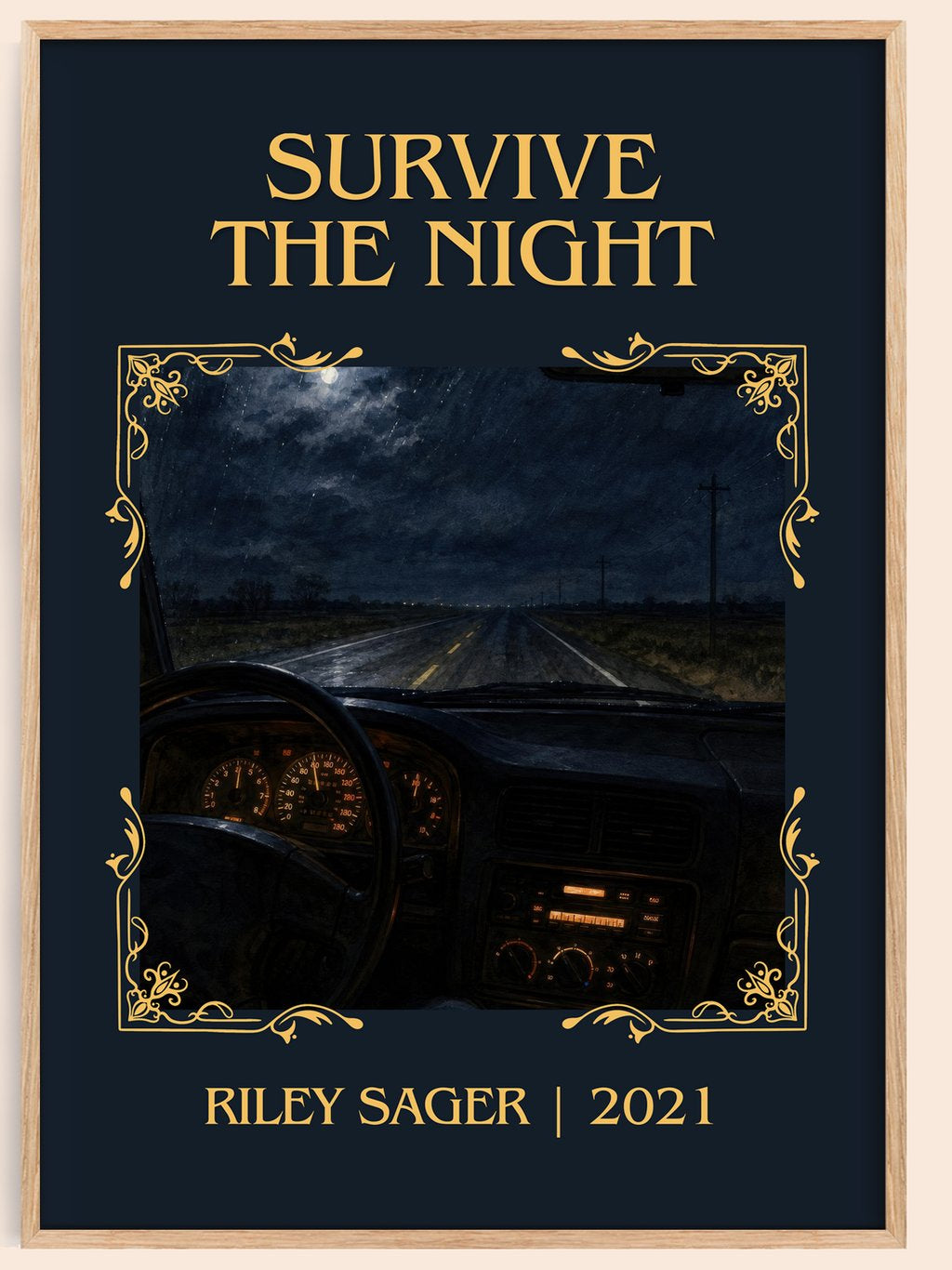 Survive the Night Classic Book Art Print by Riley Sager – book poster