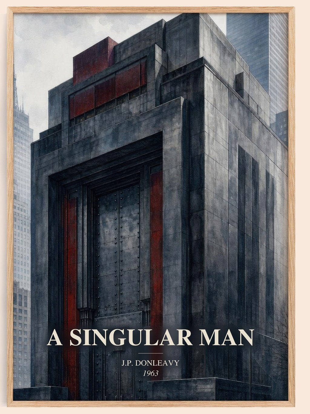 A Singular Man watercolour book poster by J.P. Donleavy – framed literary art print