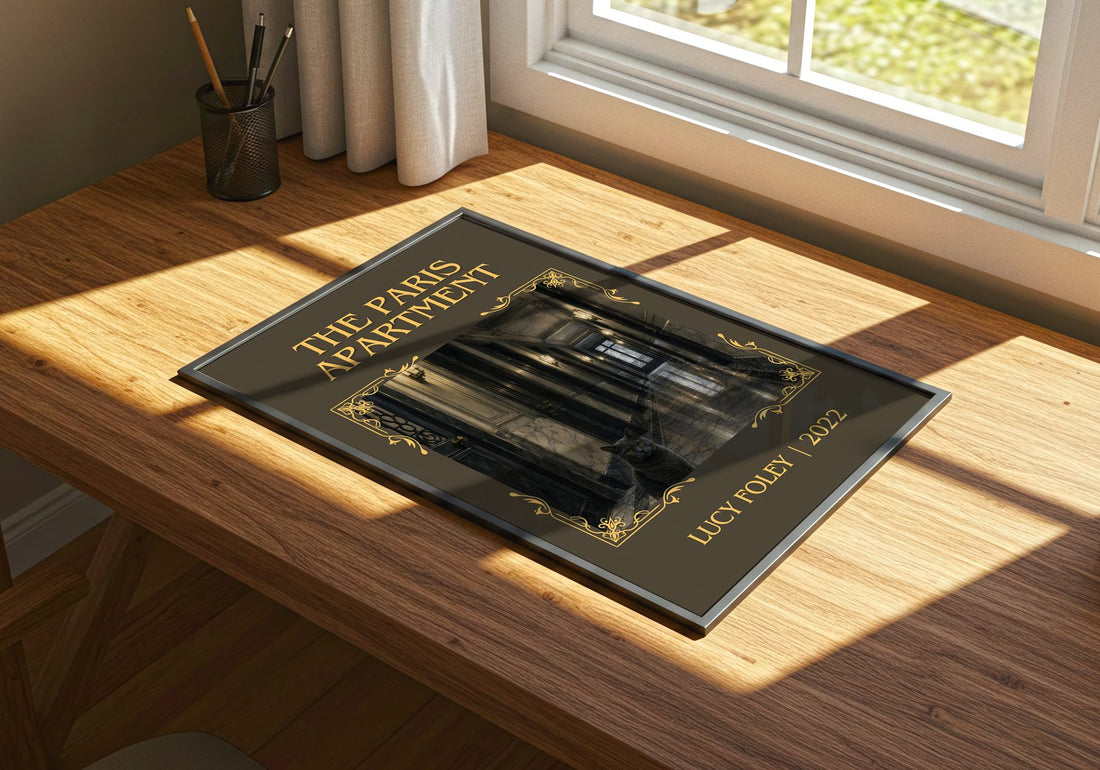 The Paris Apartment Classic Book Art Print by Lucy Foley – print on a sunlit desk