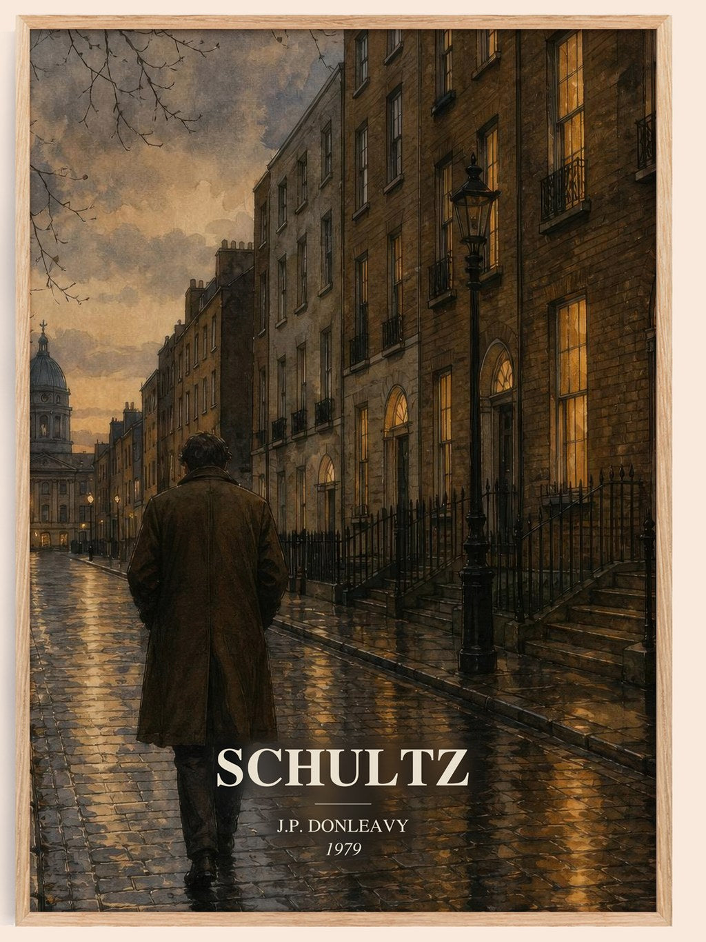 Schultz watercolour book poster by J.P. Donleavy – framed literary art print