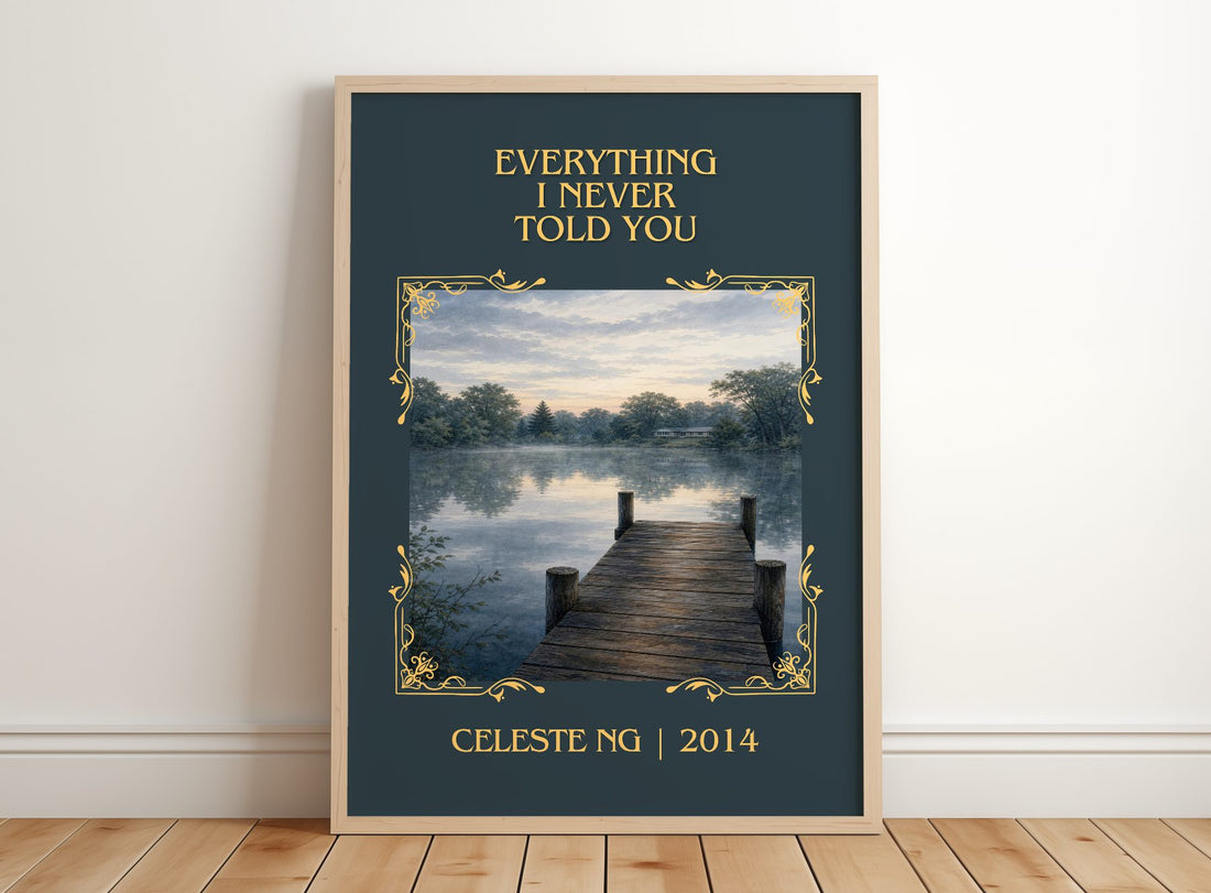 Everything I Never Told You Classic Book Art Print by Celeste Ng – framed print leaning on a wooden floor
