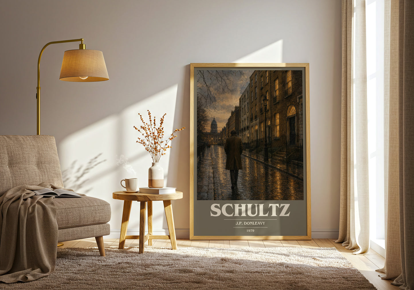 Schultz book cover print on bookshelf – J.P. Donleavy fan gift