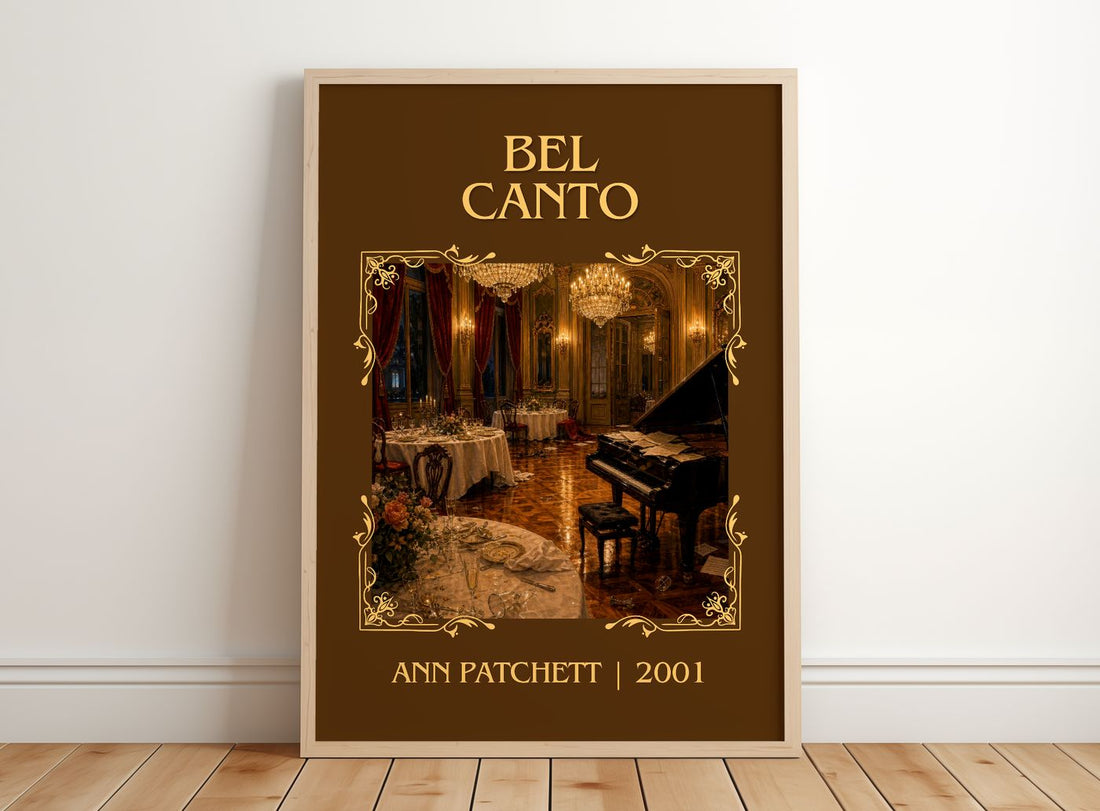 Bel Canto Classic Book Art Print by Ann Patchett – framed print leaning on a wooden floor