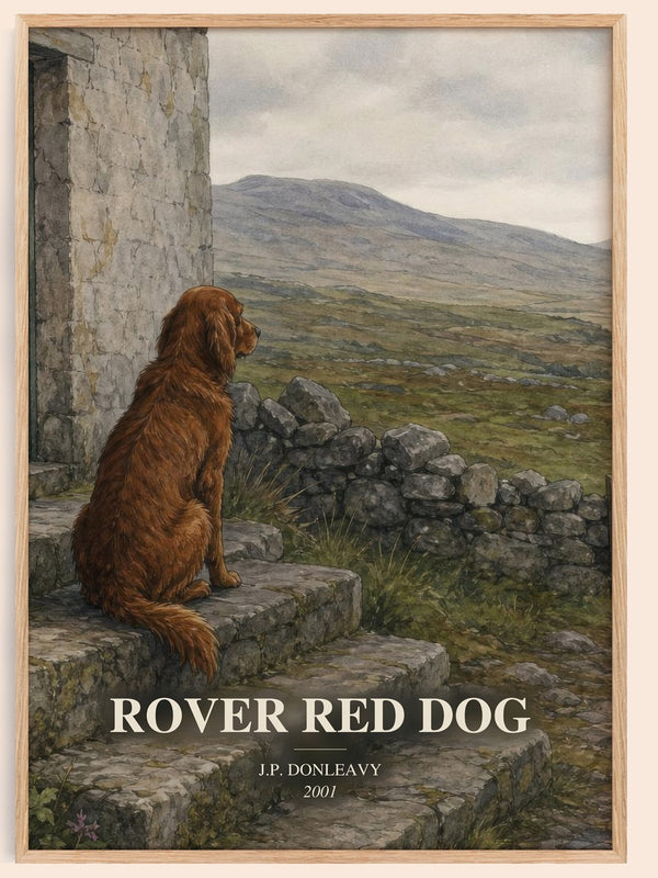 Rover Red Dog watercolour book poster by J.P. Donleavy – framed literary art print