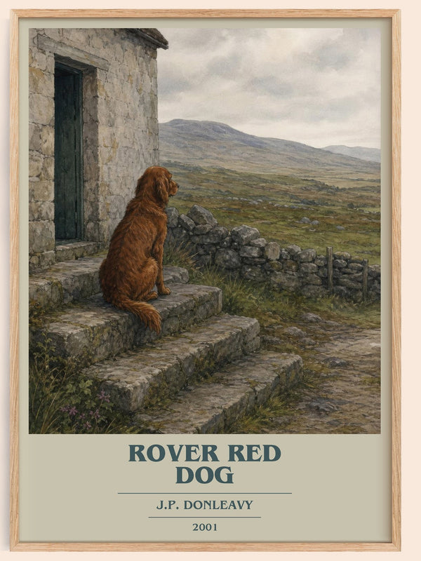 Rover Red Dog book cover book poster by J.P. Donleavy – framed literary art print