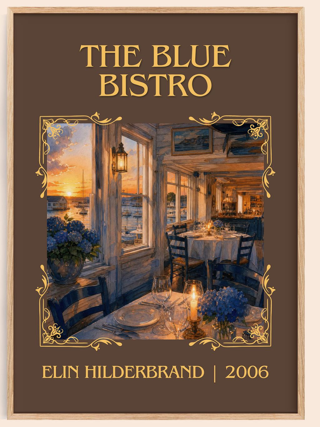 The Blue Bistro Classic Book Art Print by Elin Hilderbrand – book poster