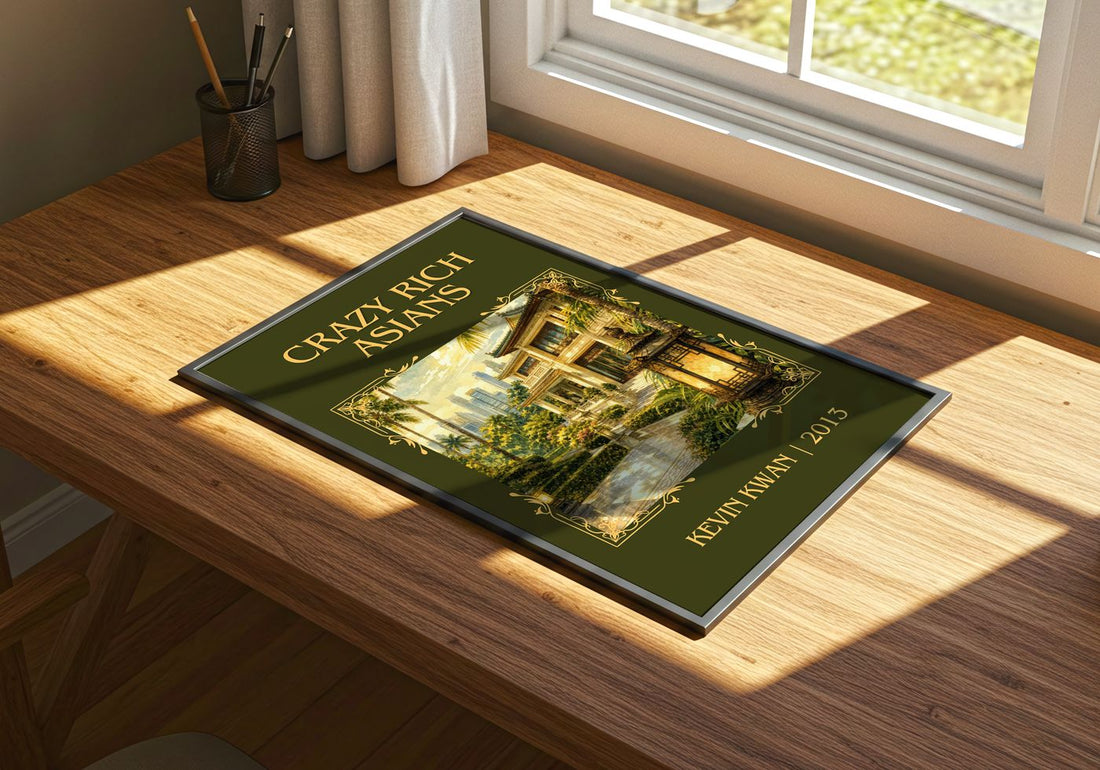 Crazy Rich Asians Classic Book Art Print by Kevin Kwan – print on a sunlit desk
