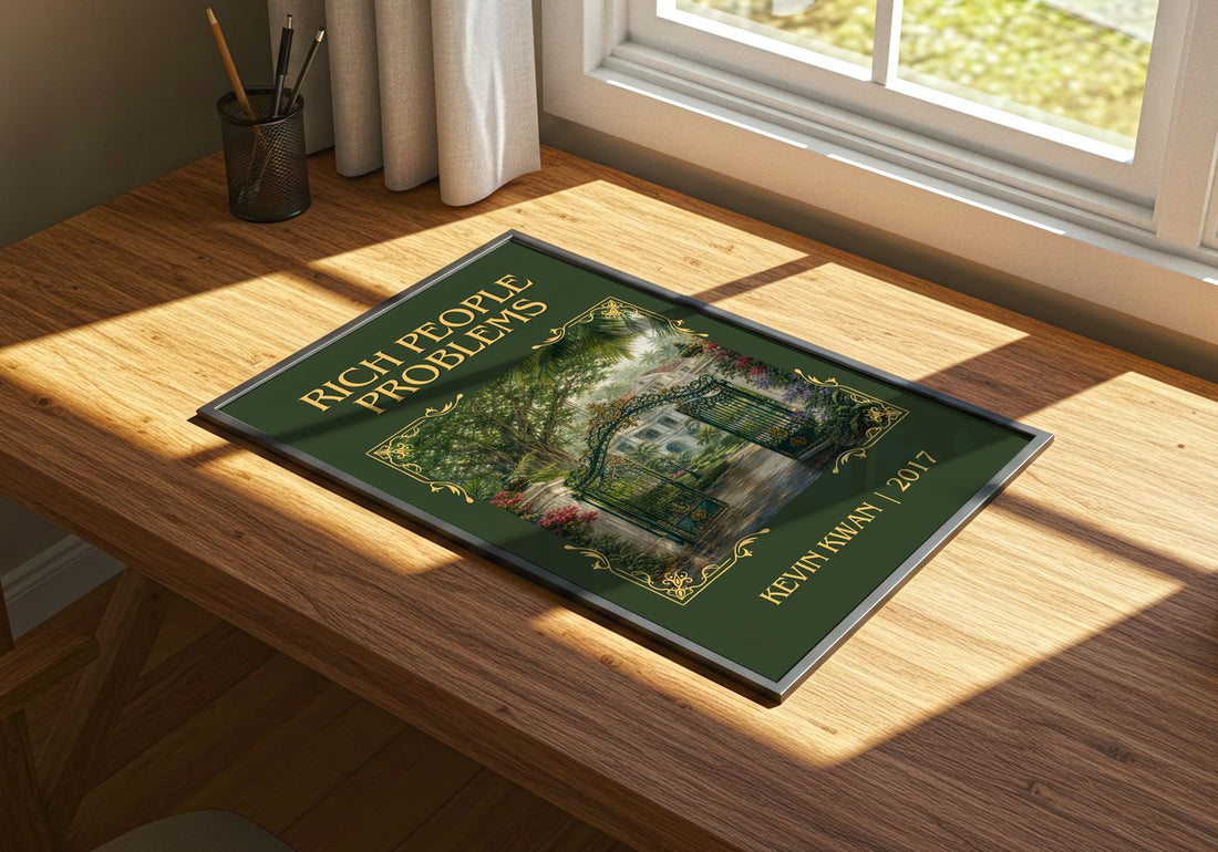 Rich People Problems Classic Book Art Print by Kevin Kwan – print on a sunlit desk