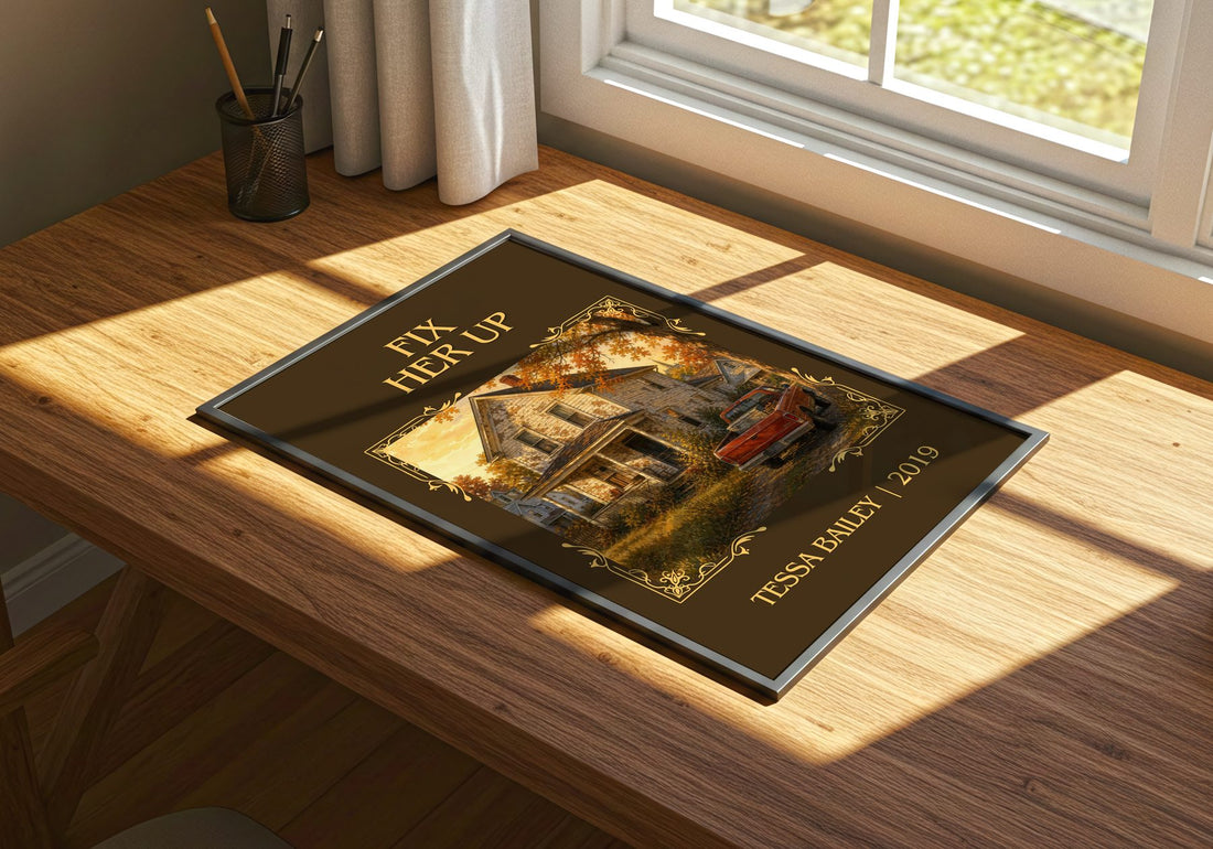 Fix Her Up Classic Book Art Print by Tessa Bailey – print on a sunlit desk