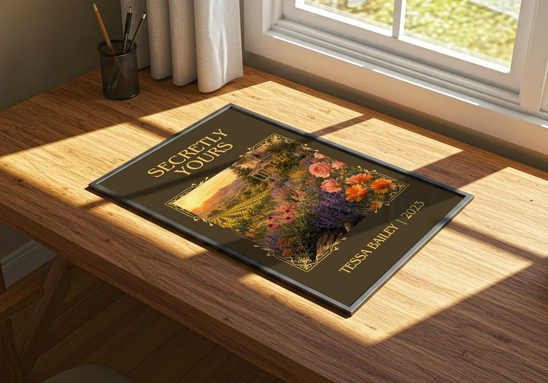 Secretly Yours Classic Book Art Print by Tessa Bailey – print on a sunlit desk