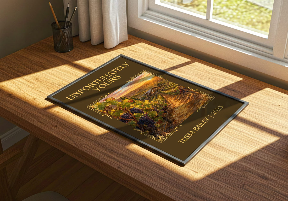 Unfortunately Yours Classic Book Art Print by Tessa Bailey – print on a sunlit desk