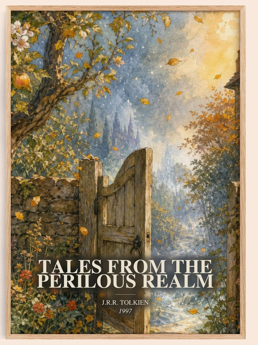 Tales From The Perilous Realm watercolour book poster by J.R.R. Tolkien – framed literary art print