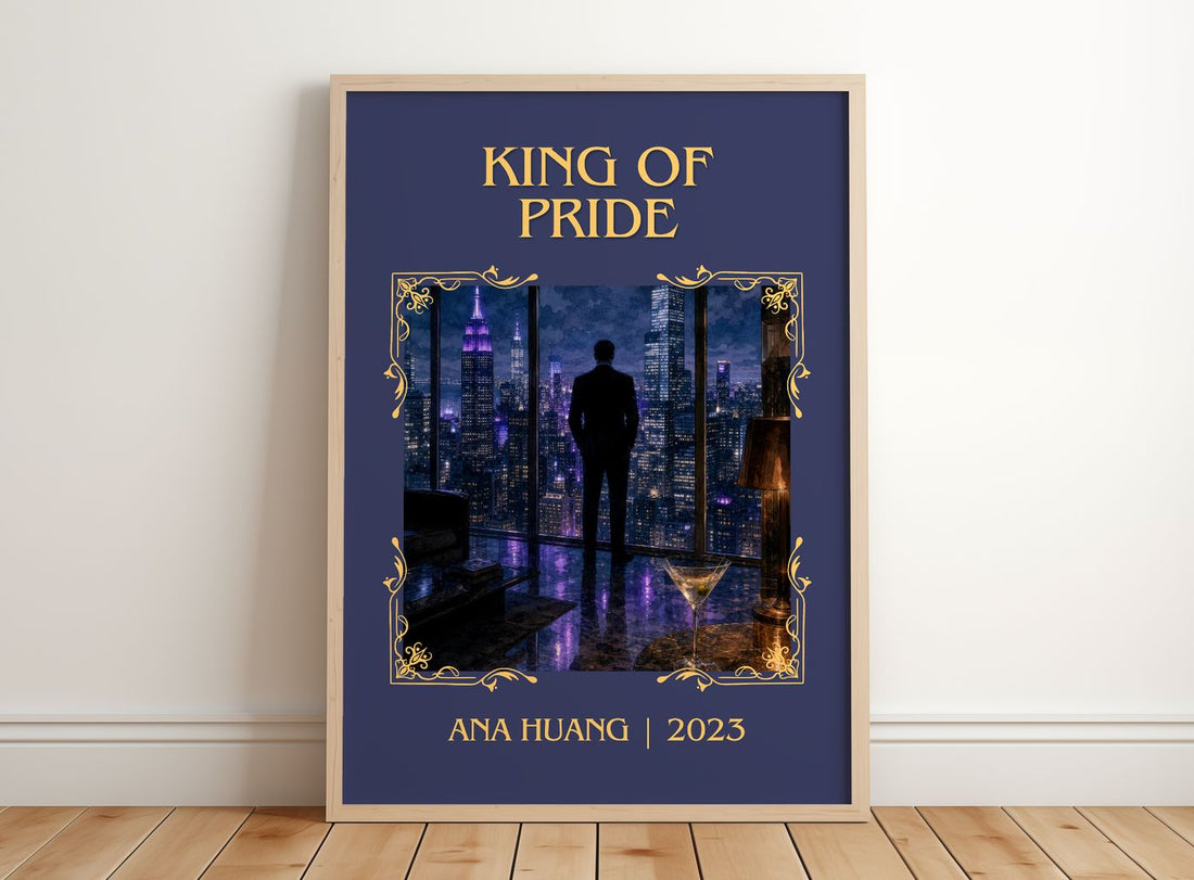 King of Pride Classic Book Art Print by Ana Huang – framed print leaning on a wooden floor